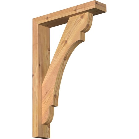 Ekena Millwork Olympic Block Smooth Bracket w/ Offset Brace, Western Red Cedar, 3 1/2"W x 16"D x 24"H BKT0402X16X24OLY05SWR
